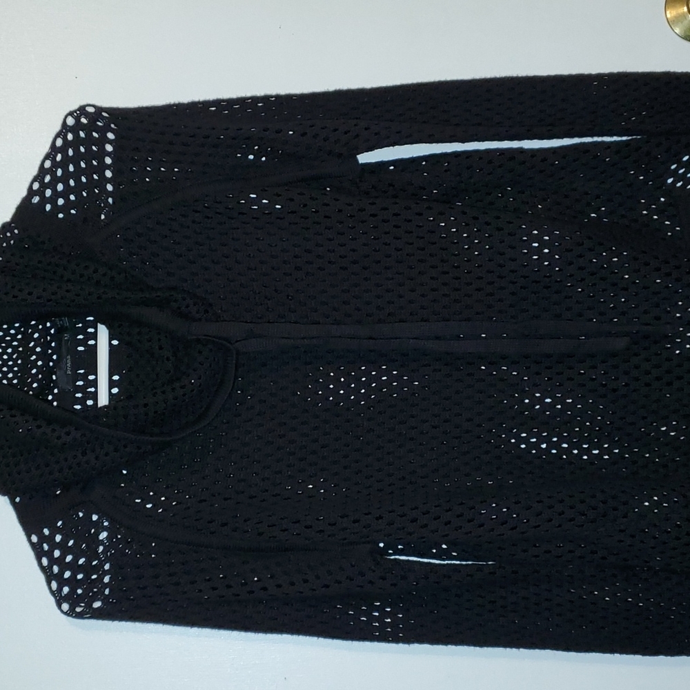 Prana women's M black scoop knit punch hole Sweater shirt. - Picture 6 of 9